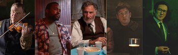 En esta combinación de fotografías, los nominados al Oscar a mejor actor de reparto, de izquierda a derecha, Brendan Gleeson en "The Banshees of Inisherin", Brian Tyree Henry en "Causeway", Judd Hirsch en "The Fabelmans", Barry Keoghan en "The Banshees of Inisherin" y Ke Huy Quan en "Everything Everywhere All at Once". (Searchlight/Apple/Universal/Searchlight/A24 via AP)