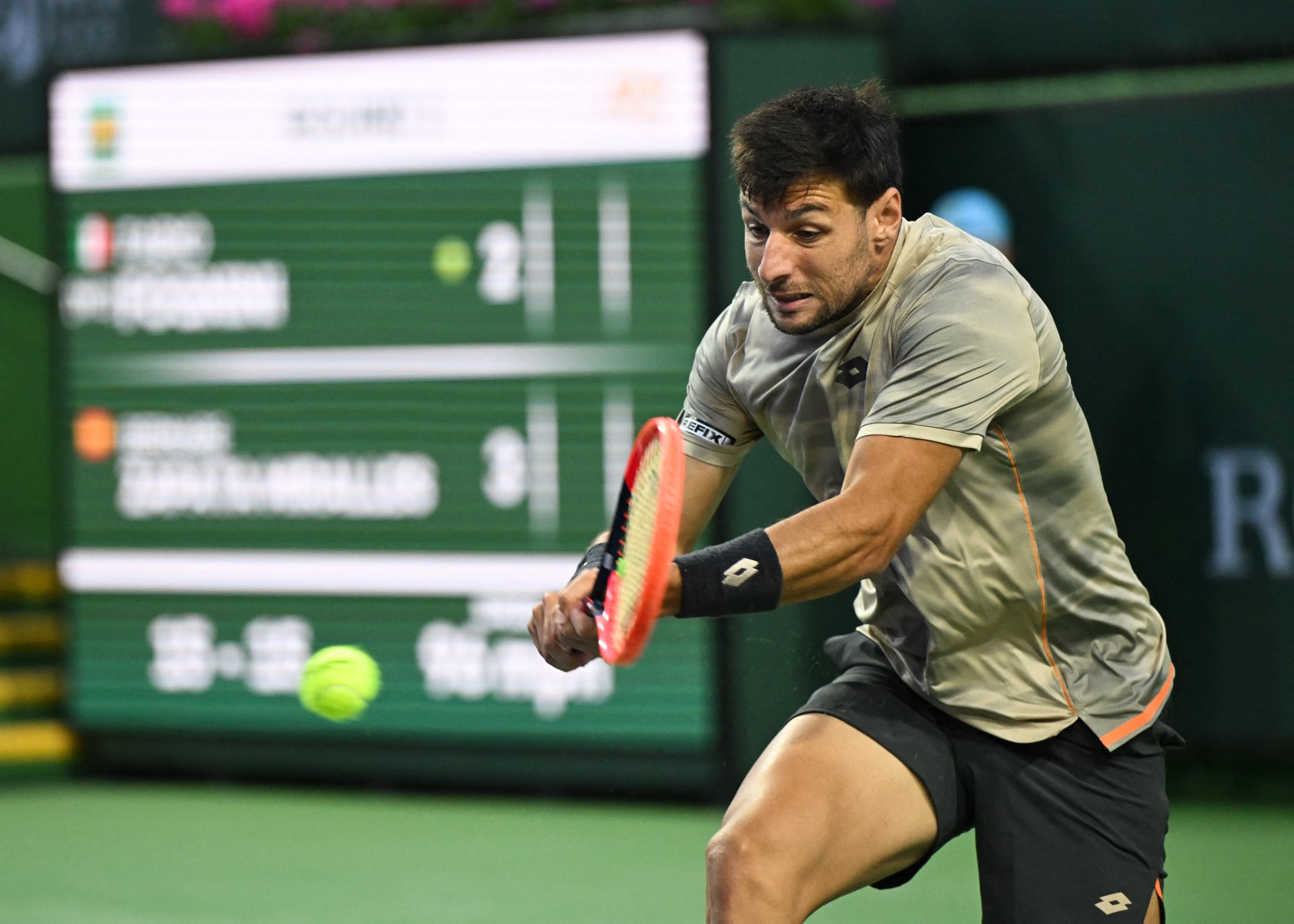 Zapata, en un duelo ante Fabio Fognini en Indian Wells (Jonathan Hui-USA TODAY Sports)