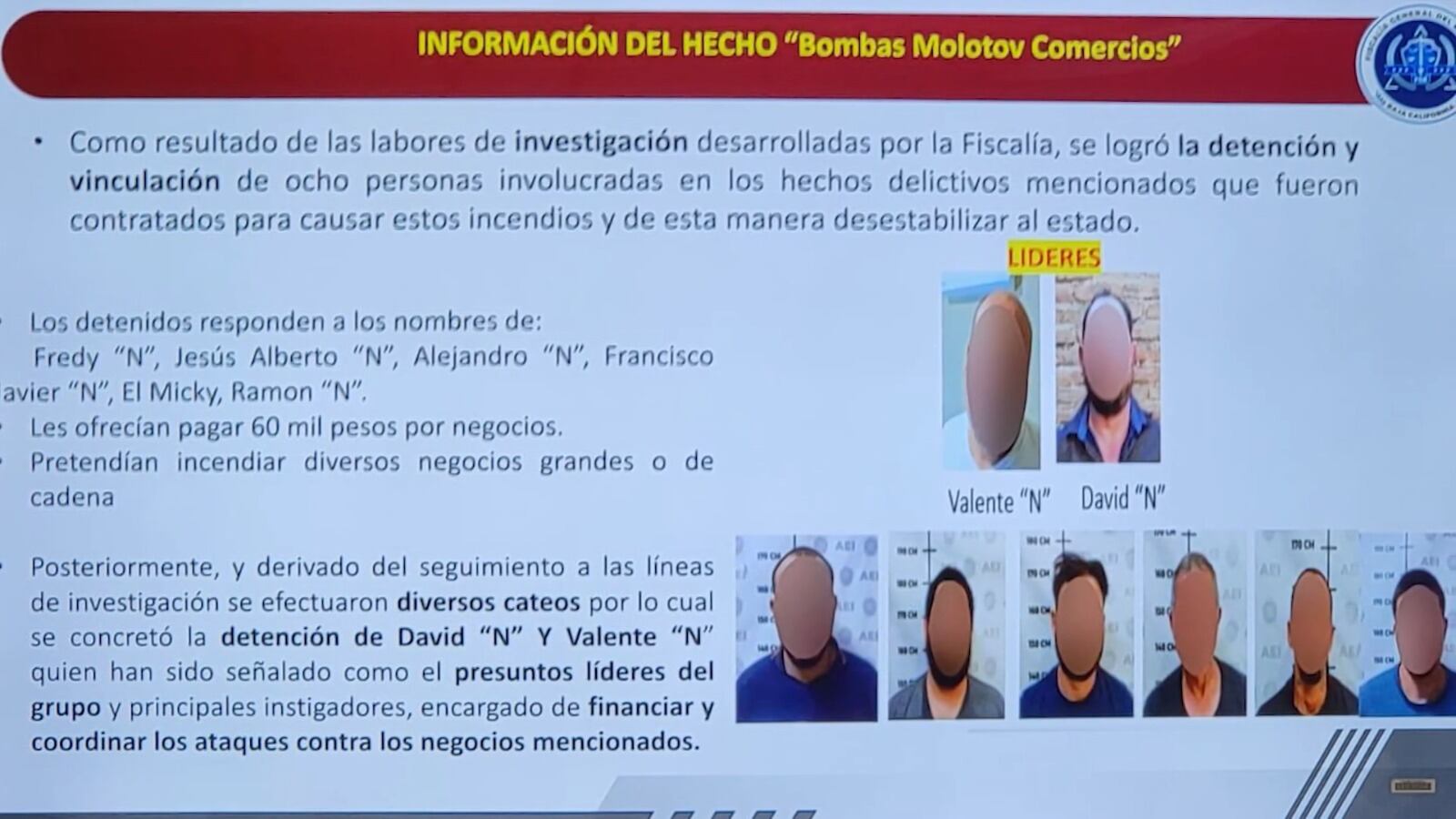La FGE de la entidad explicó que hay dos líderes y seis miembros por estos