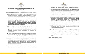 El ajuste en el subsidio mensual de excombatientes afectará solo a quienes superen el salario mínimo en ingresos, garantizando apoyo para el 80% de beneficiarios, dice el comunicado emitido por la ARN - crédito @ARNColombia/X