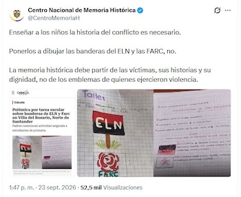 El Centro Nacional de Memoria Histórica afirmó que la memoria sobre el conflicto debe centrarse en las víctimas - crédito @CentroMemoriaH/X