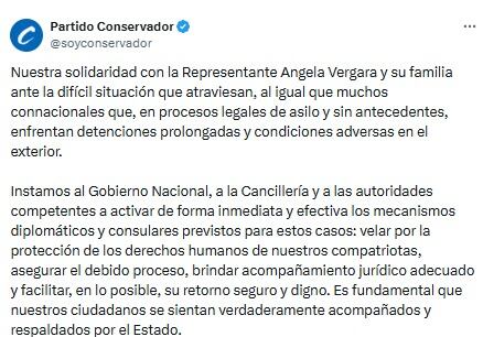 Partido Conservador denuncia Ángela Vergara - crédito @soyconservador/X