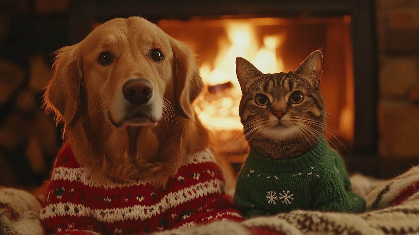 Gatos y perros con suéteres destacan por su ternura y protección contra el frío, combinando cuidado y estilo invernal. - (Imagen Ilustrativa Infobae)