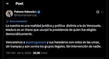 Paloma Valencia dijo que la