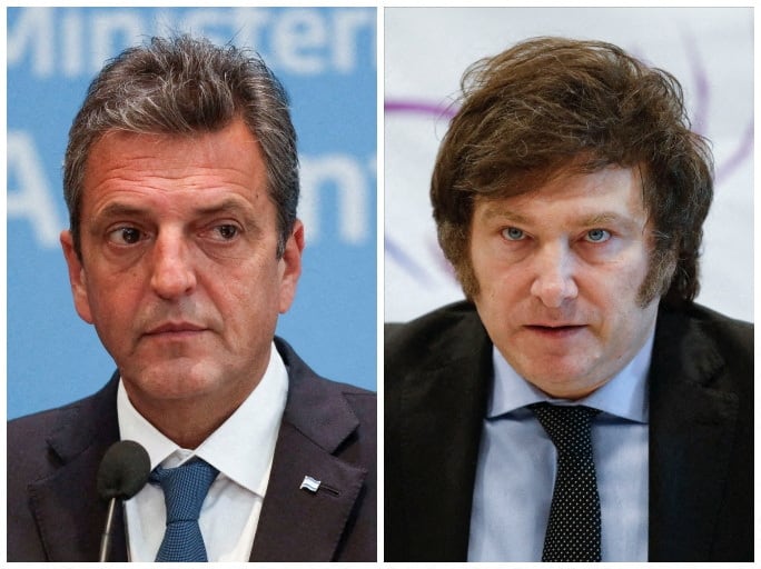 Sergio Massa y Javier Milei, los candidatos a presidente que participarán del balotaje 2023 (Cristina Sille and Agustin Marcarian)