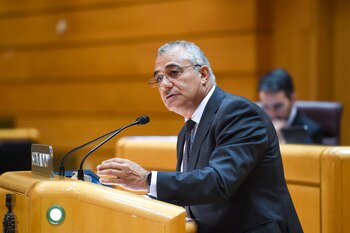 El senador de la Agrupación Herreña Independiente de El Hierro Javier Aniceto Armas interviene durante una sesión plenaria en el Senado. (Gustavo Valiente - Europa Press)