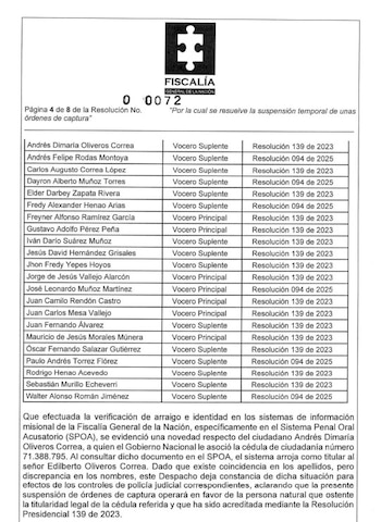 Entre las condiciones impuestas, los líderes criminales no pueden portar armas ni usar prendas militares mientras dure la suspensión de las capturas - crédito Fiscalíaco / X