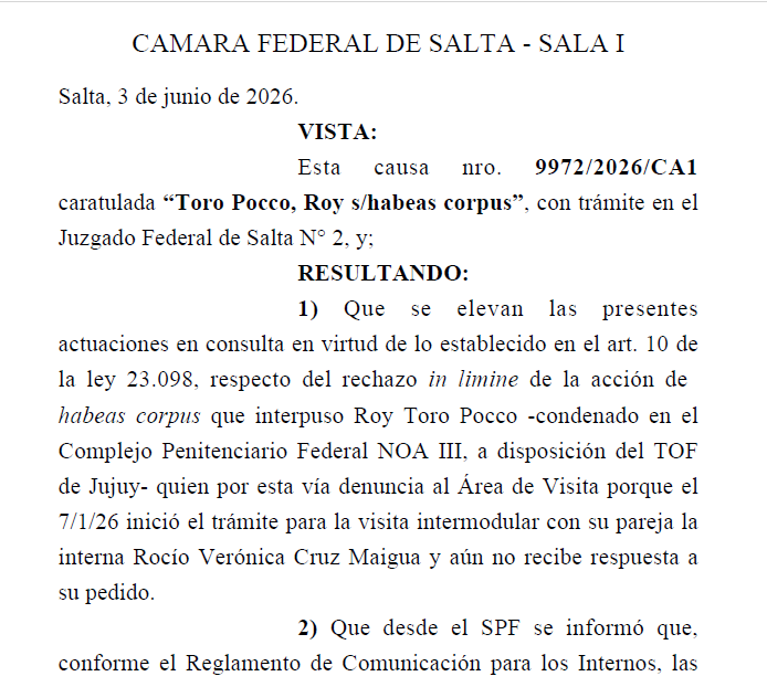 Uno de los fallos de la Sala I que denegó las