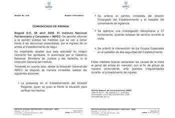 El Inpec no autorizó ningún evento en la cárcel de Itagüí. Inició investigaciones disciplinarias - crédito @cuervoji/X