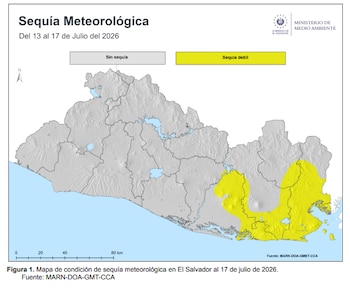 Estaciones de La Unión y Usulután alcanzaron cinco días secos consecutivos y entraron en la categoría de sequía meteorológica débil. (Cortesía: Ministerio de medio Ambiente y Recursos Naturales)