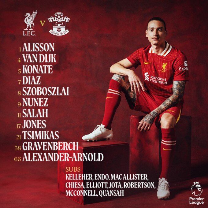 Así saldrá el cuadro dirigido por Arne Slot-crédito @LFC/X