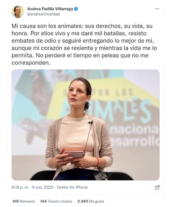 A través de Twitter, Andrea