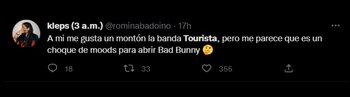 Tourista y la reacción en redes. (Twitter)