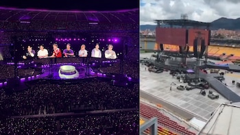 Usuarios compararon las imágenes del montaje en Bogotá con registros de shows previos de la agrupación surcoreana en otros países - crédito redes sociales