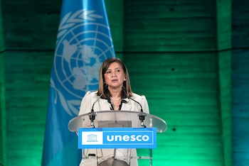 La vicepresidenta de Guatemala, Karin Herrera, participa en la Conferencia Mundial 2026 del Decenio Internacional de las Ciencias para el Desarrollo Sostenible en París, Francia.
