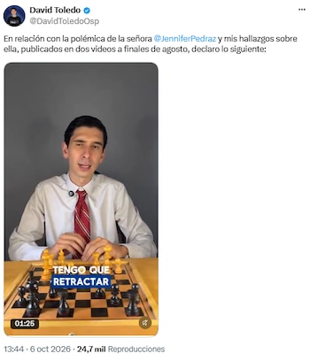 David Toledo pidió que la Fiscalía examine sus señalamientos contra Jennifer Pedraza - crédito @DavidToledoOsp/X
