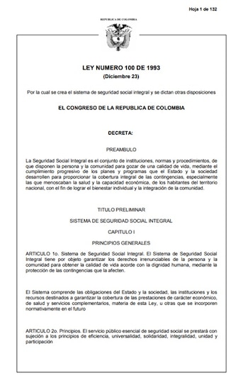 La Ley 100 creó el Sistema de Seguridad Social Integral de Colombia - crédito Presidencia de Colombia