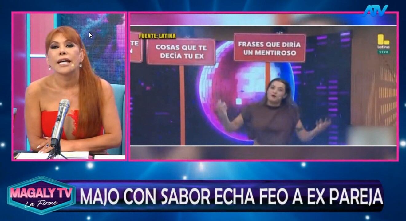 Majo con Sabor sorprende con frase sobre un ex durante juego televisivo. Captura: Magaly TV La Firme.