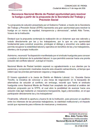 (Vocero del Nacional Monte de Piedad)