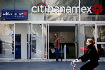 A man exits a Citibanamex bank branch in Mexico City, Mexico January 13, 2022. REUTERS/Gustavo Graf