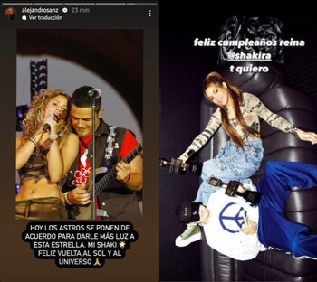 Alejandro Sanz y Bizarrap estuvieron entre las celebridades que felicitaron a Shakira a lo largo de la jornada - crédito @alejandrosanz y @bizarrap/Instagram