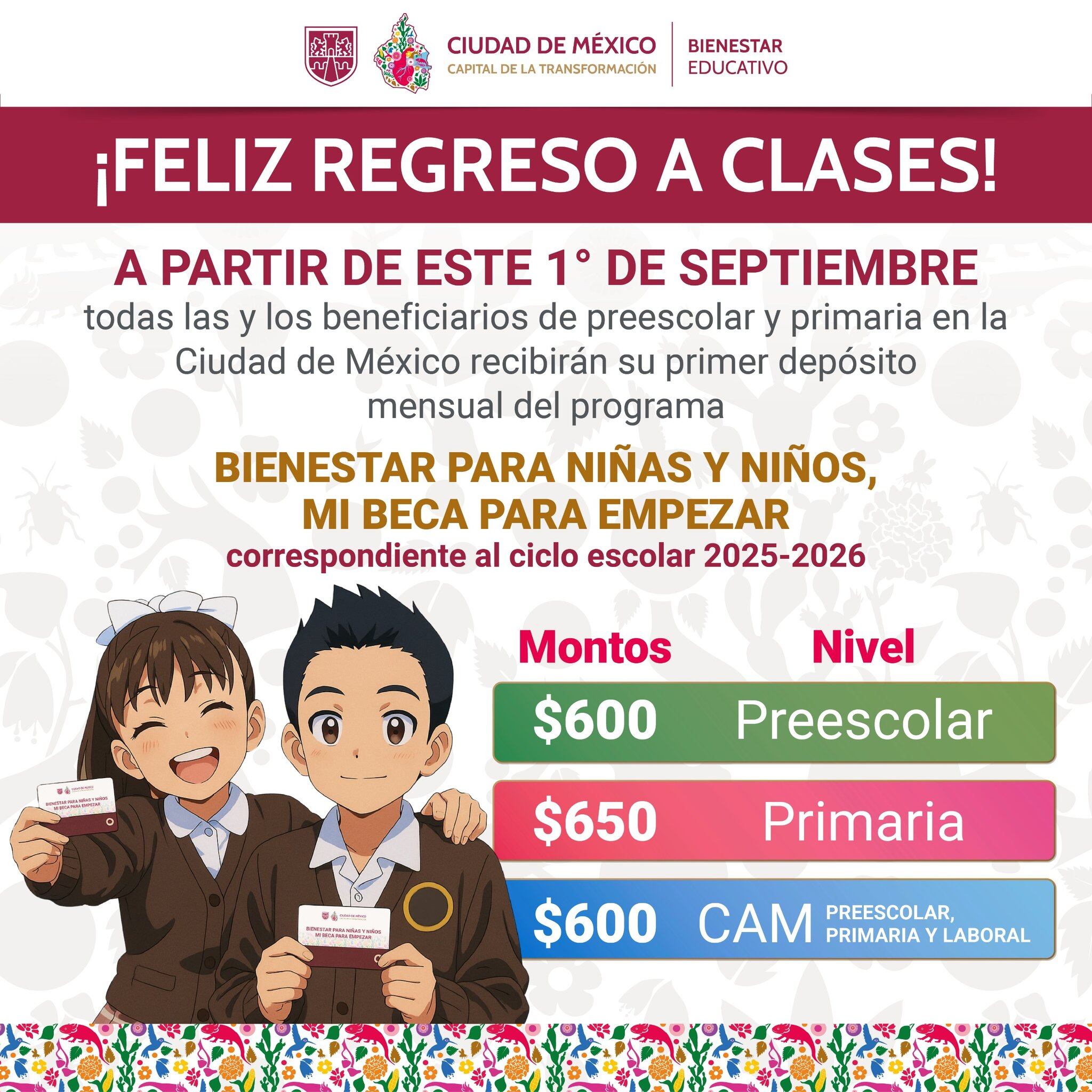 Mi Beca para Empezar anuncia depósito en este mes de septiembre. Foto: X/@BienestarEdu.