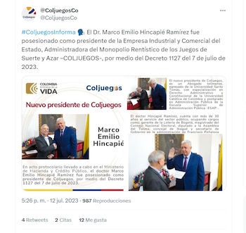 Marco Emilio Hincapié se posesionó