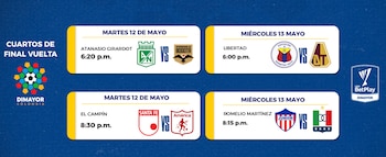Programación de los partidos de vuelta de los cuartos de final de la liga colombiana - crédito Dimayor