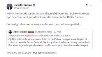 El congresista Daniel F. Briceño criticó el nombramiento de Didier Blanco como director de la UNP - crédito @Danielbricen/X