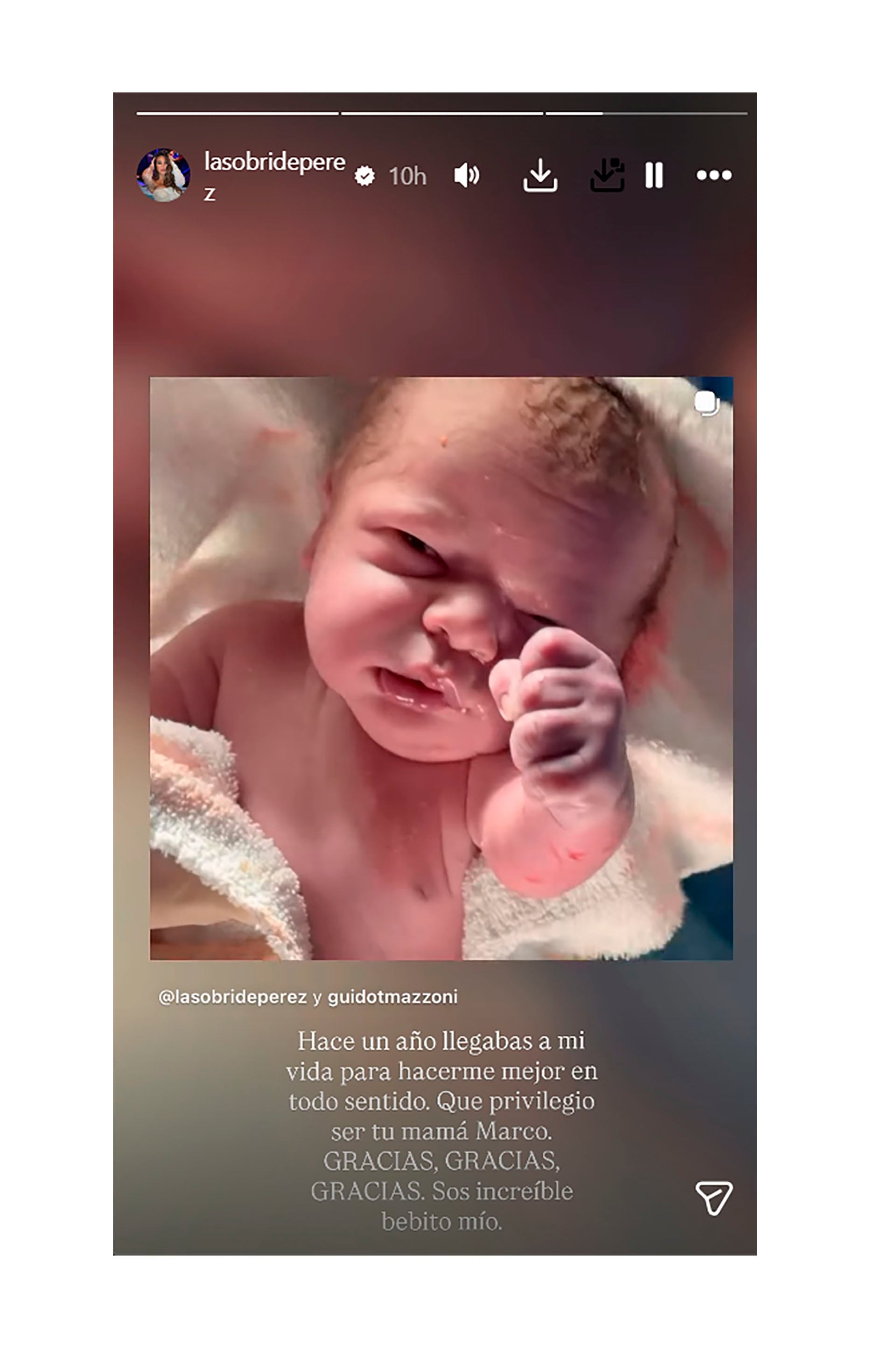 Sol Pérez compartió un emotivo video de su hijo Marco recién nacido para conmemorar su primer año de vida, expresando su gratitud por su llegada. (Instagram)