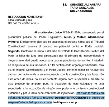 Sala Constitucional rechaza pedido del Congreso