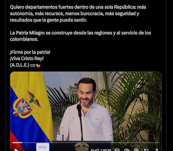 La autonomía regional que plantea Abelardo de la Espriella quedará condicionada a la transparencia, la responsabilidad fiscal y el control estatal frente a estructuras criminales - crédito X