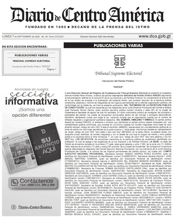 Raíces acreditó ante el Tribunal Supremo Electoral el número de afiliados y la estructura partidaria requeridos por la Ley Electoral y de Partidos Políticos.