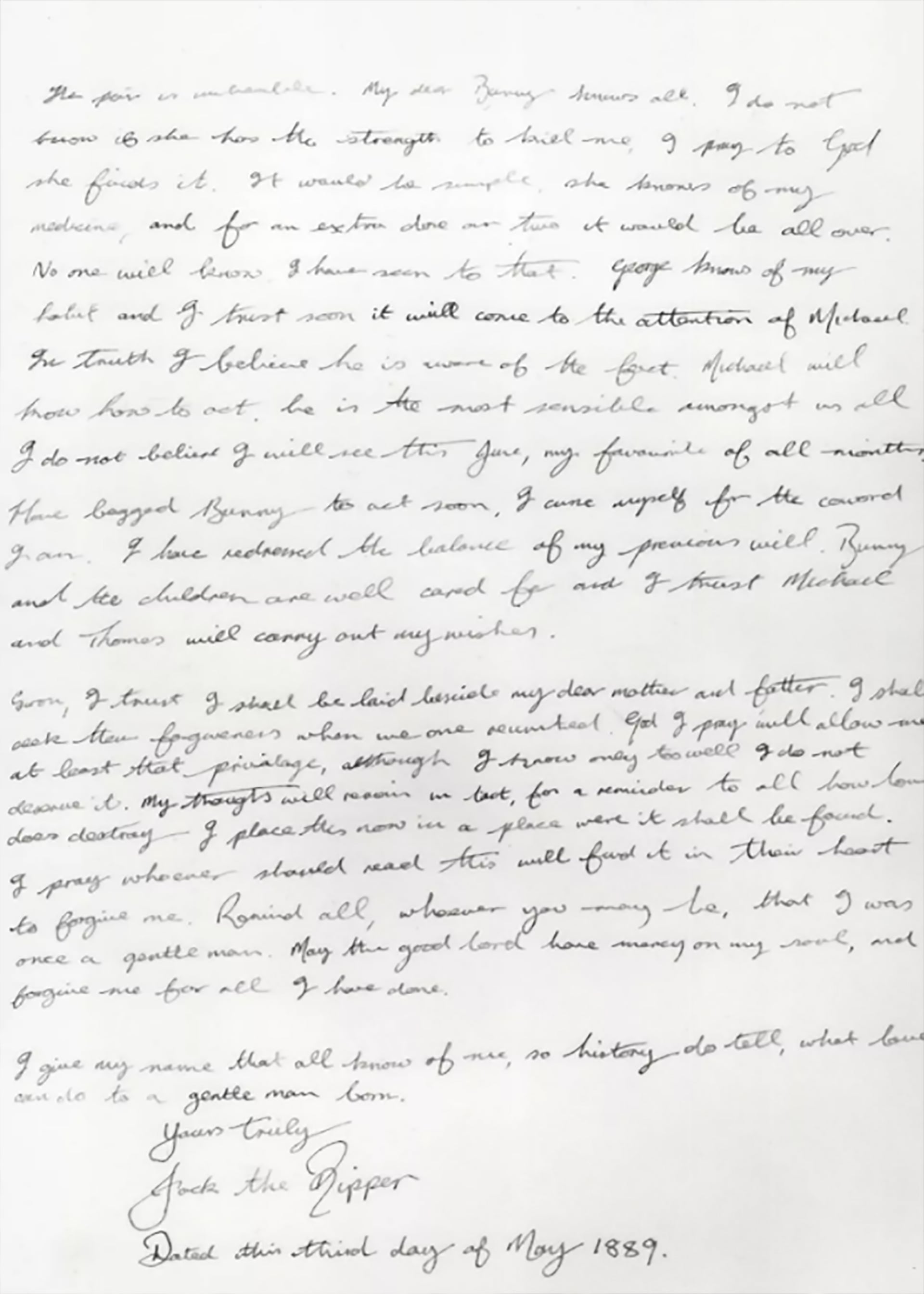 Una carta atribuida a Jack El Destripador