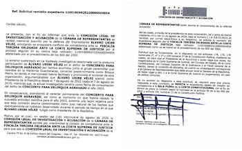 Comisión de Acusaciones de la Cámara pidió traslado del expediente de Álvaro Uribe