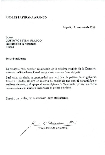 Con esta carta, el expresidente