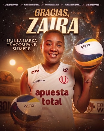 Universitario le deseó los mejores éxitos a Zaira Manzo, una de las tres armadoras del equipo en la última temporada. Crédito: Instagram Universitario.