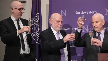 Stoddart celebrando el Premio Nobel