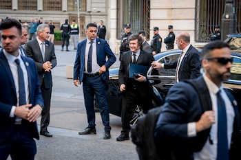 Javier Milei, presidente de Argentina, este miércoles en Madrid. (A. Pérez Meca/Europa Press)