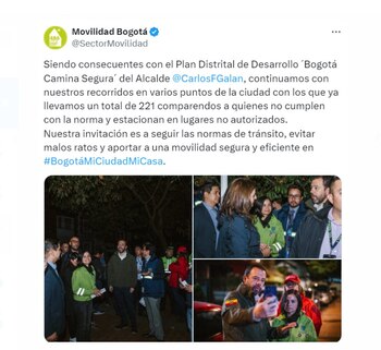 Bogotá Camina Segura: alcalde Galán hizo parte del proyecto - crédito @SectorMovilidad/X