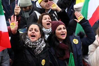 Mujeres durante la marcha en
