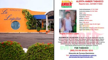 Una menor de tres años desapareció de un restaurante sin dejar rastro durante la tarde del 25 de septiembre - Desaparición, Tabasco, Inseguridad