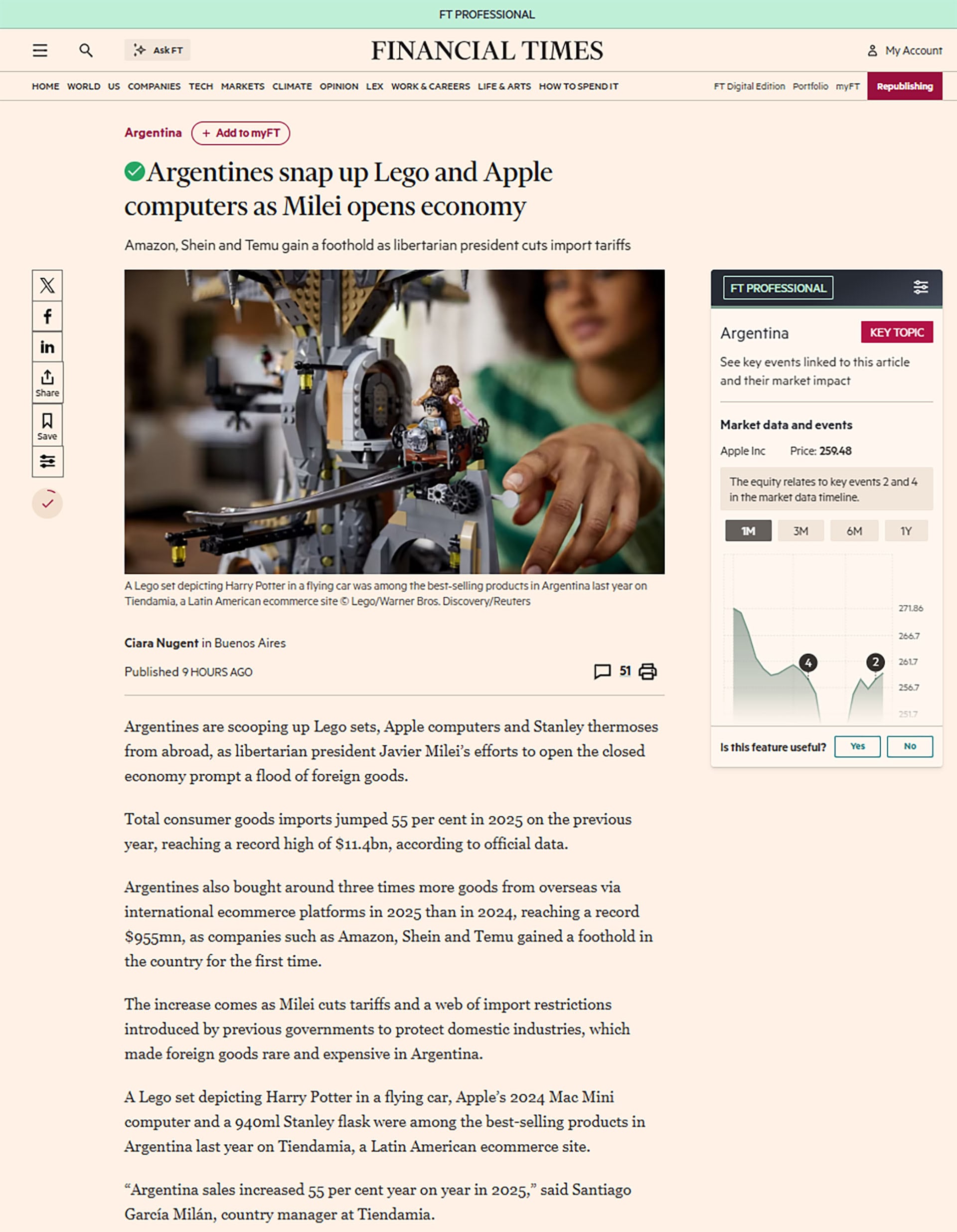 La publicación original en la web del Financial Times