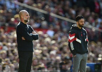 Guardiola y Ruben Amorim, en