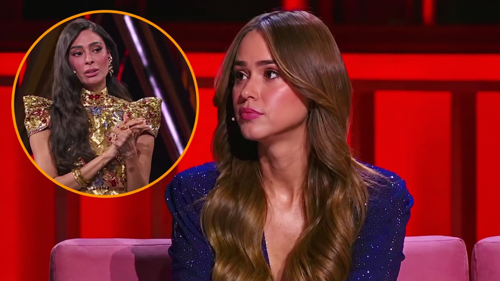 Yanet García escucha a Galilea Montijo durante la emisión del programa de televisión La Casa de los Famosos México. (YouTube: La Casa de los Famosos México )