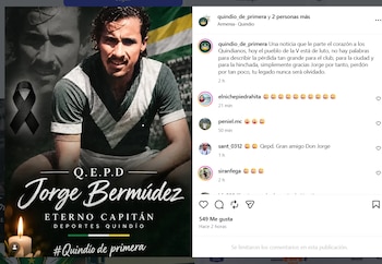 Post de condolencias tras la muerte de Jorge Bermúdez - crédito Instagram