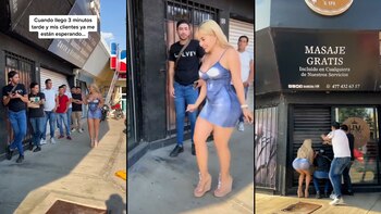 La joven trabaja en una