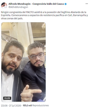 Alfredo Mondragón calificó de ilegítima la investidura de Abelardo de la Espriella como presidente - crédito @AlfreMondragon/X