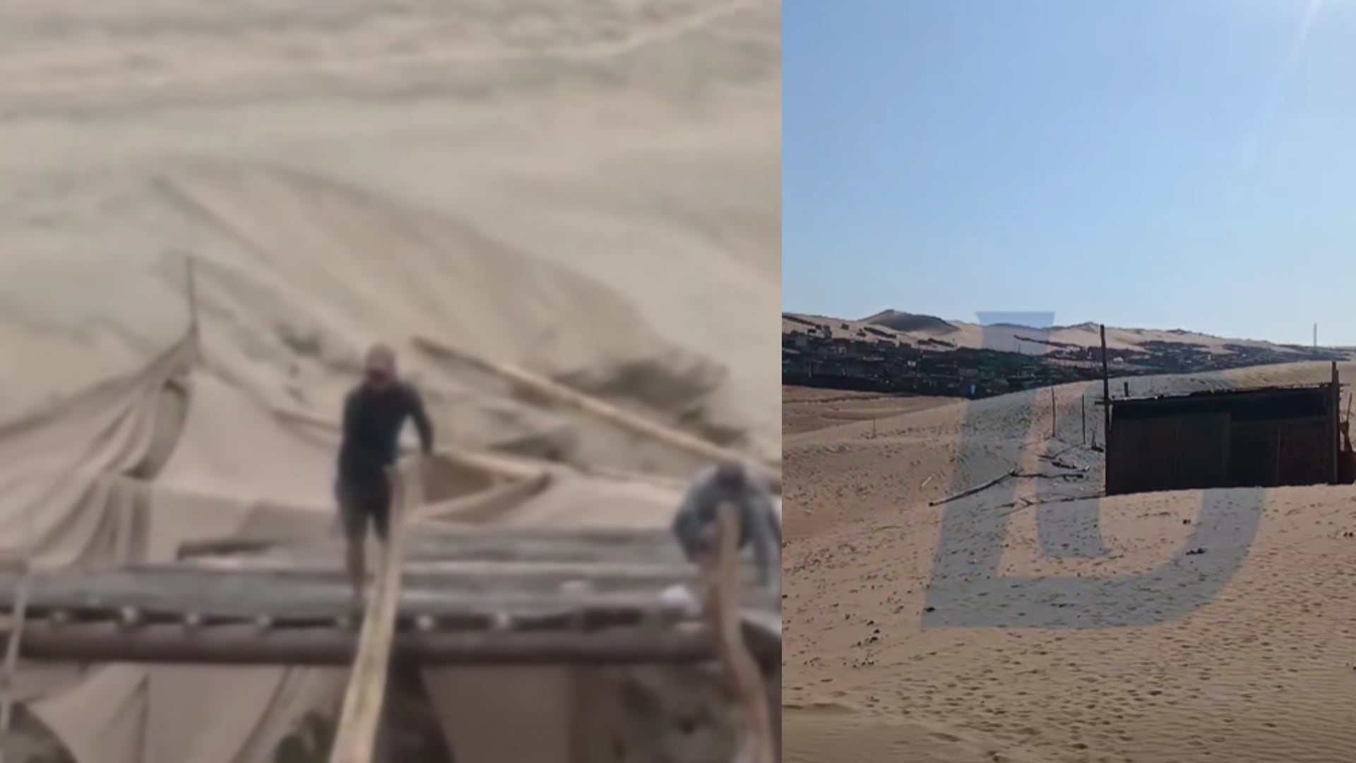 Personas ingresaron a las dunas con materiales destinados a levantar estructuras o chozas. Composición: Infobae