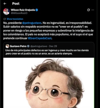 Wilson Ruiz contestó a